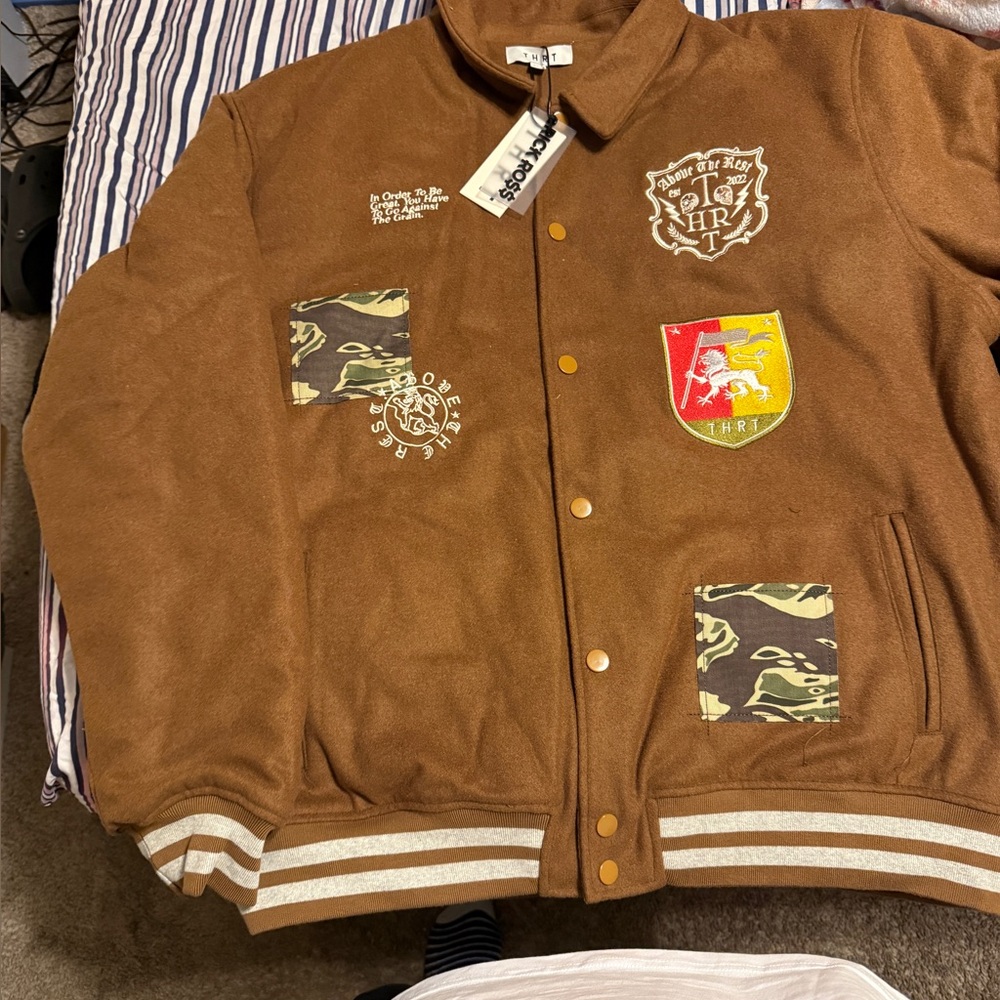 Brown adults Jacket with Patches
